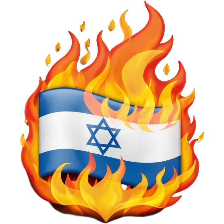 an israeli flag on fire emoji