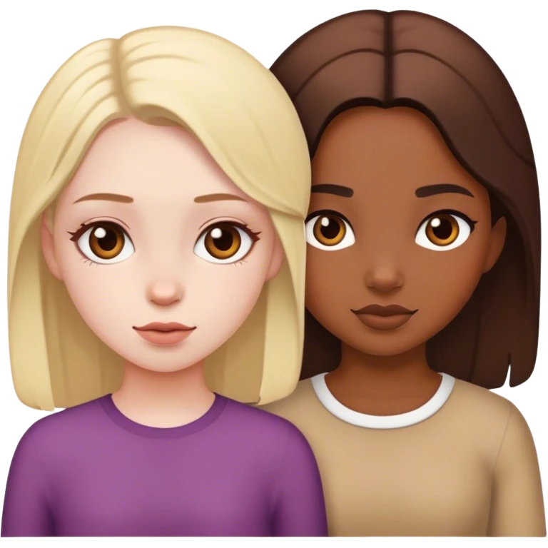 Two girl cousins on brown skin one pale emoji