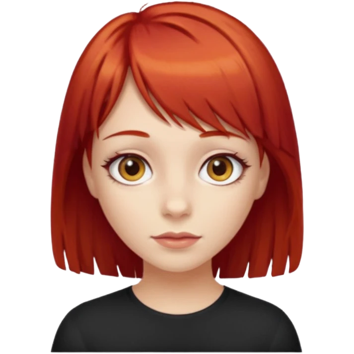 Uma menina de franja cabelos vermelhos e olhos de mel emoji