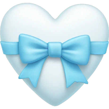 White heart with baby blue bow  emoji