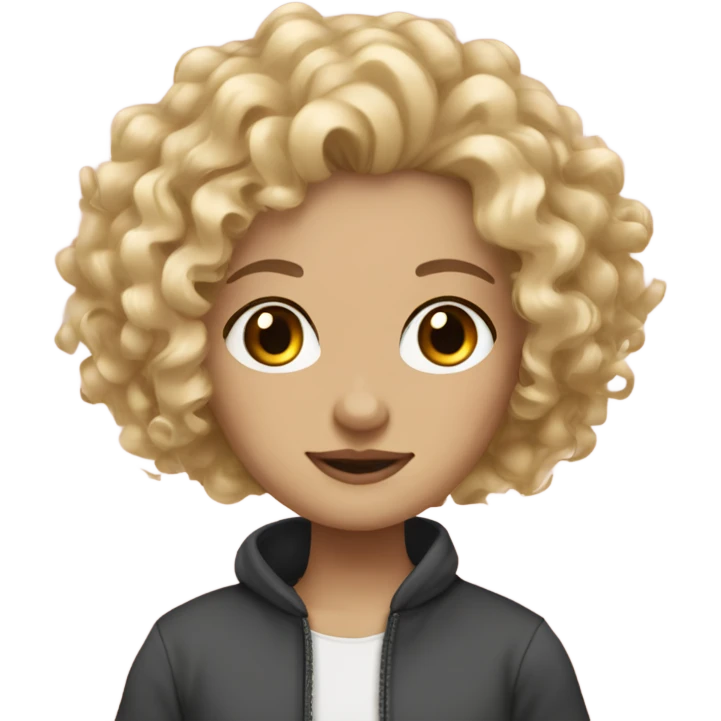 curly hair girl white skin blonde hair  emoji