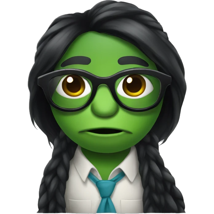 Turtle with glasses and long black hair emoji