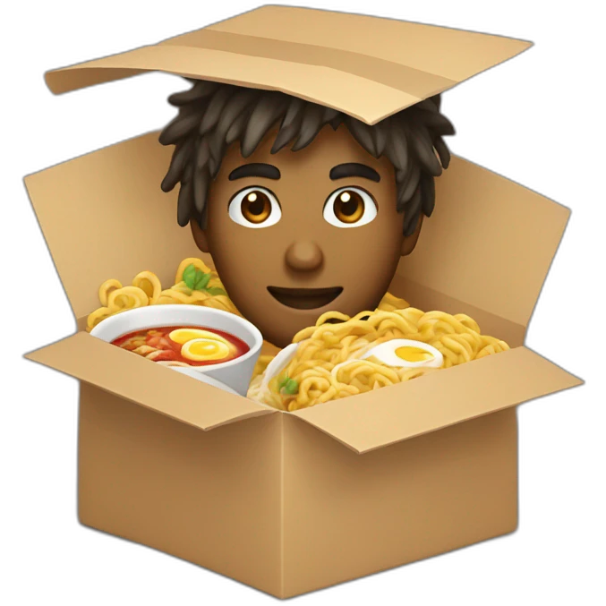 Developer and ramen in box emoji