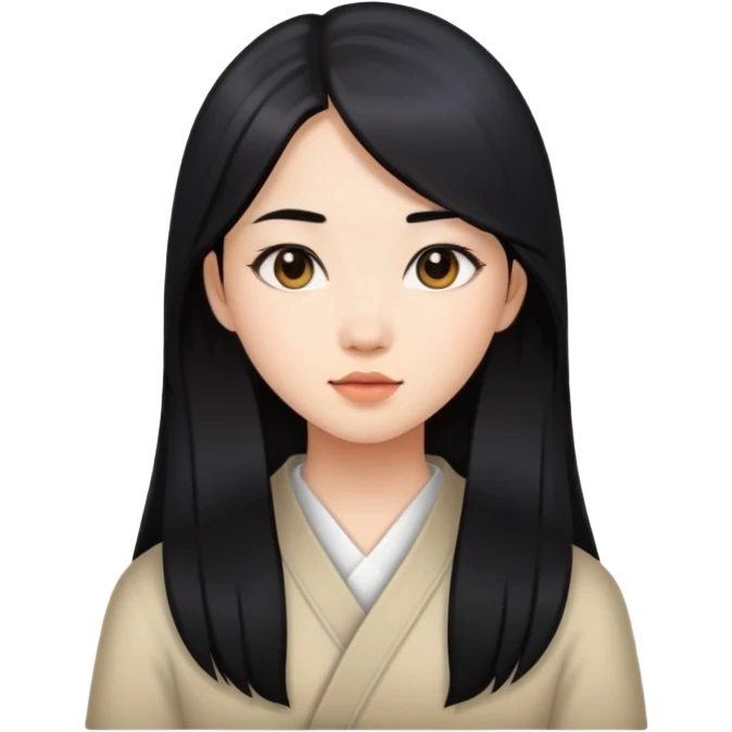 Girl with Asian features and long black hair emoji