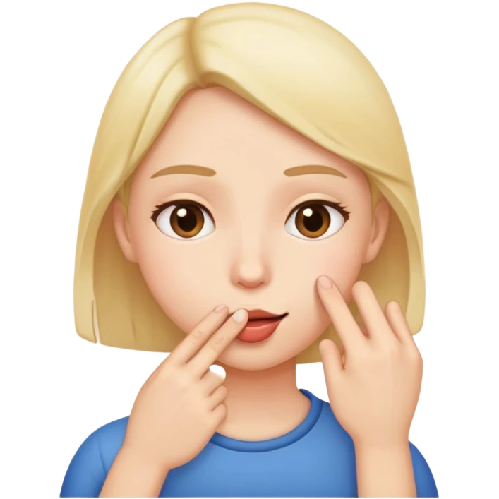 finger touching the mouth emoji
