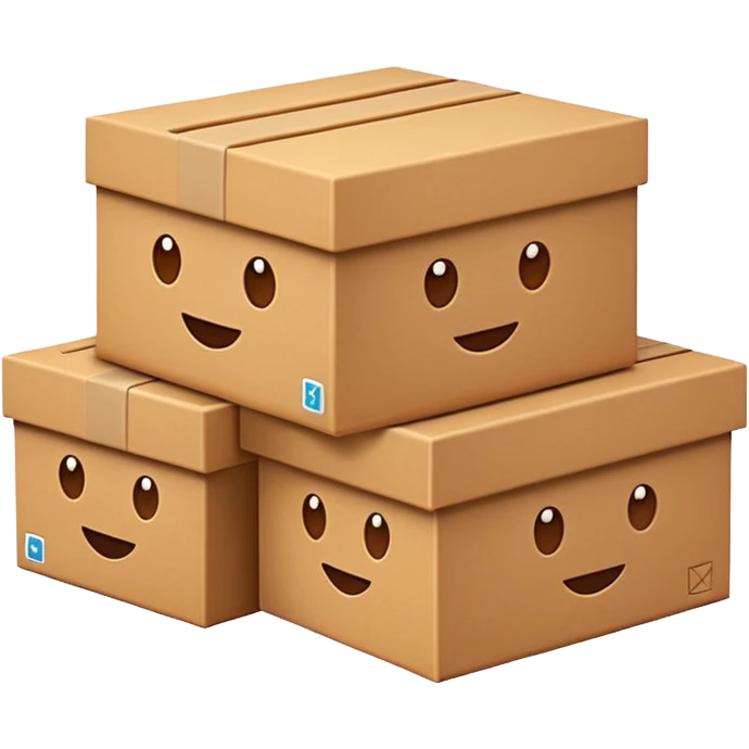 emoji of three classic brown boxes emoji