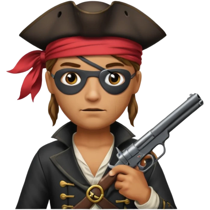 Pirates patch on left eye hoarding a gun emoji