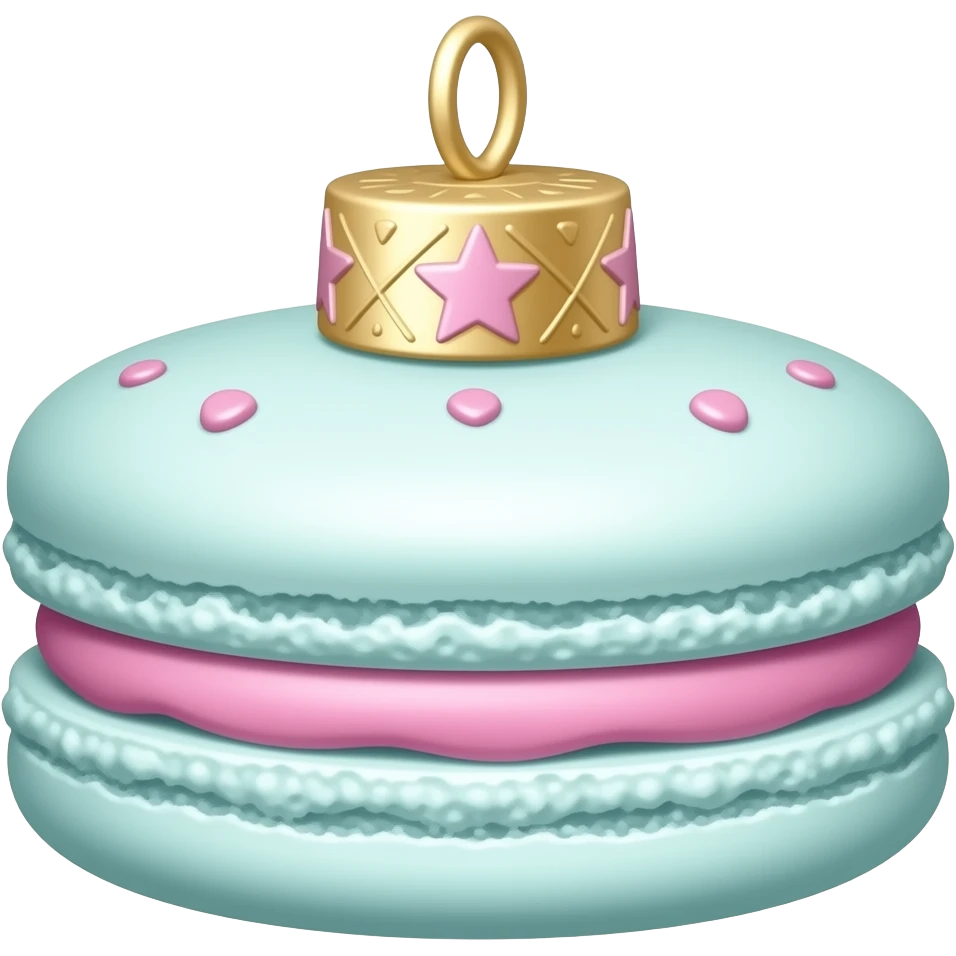 A macaroon with Barbie-inspired ornament no barbie in person with pastel barbie colour emoji