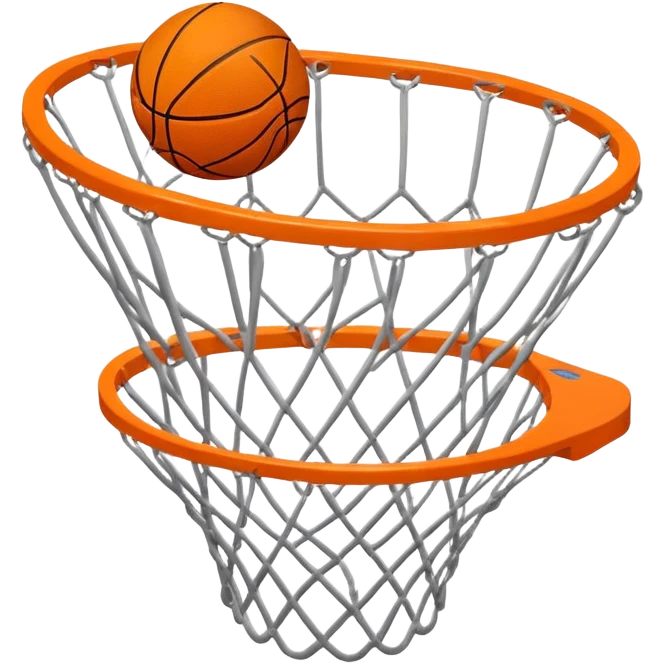 Multiple exposure effect showing basketball at different positions going through net, motion sequence, iOS emoji style emoji