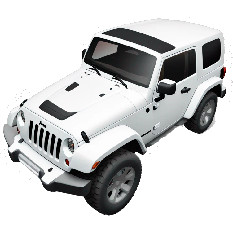 White Jeep Wrangler Rubicon with white roof and red rims  emoji
