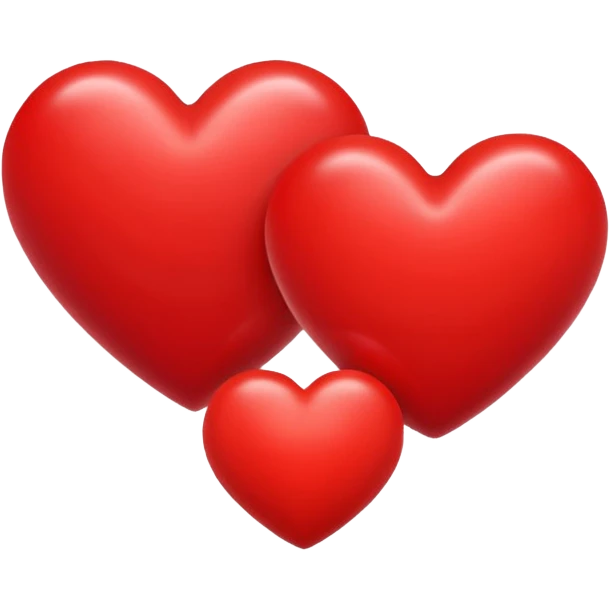 small red heart next to big red heart left heart not as red emoji