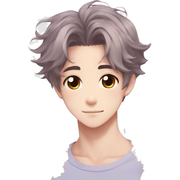 Gorgeous pastel anime style shojo guy with blushing face and flowers aesthetic trending style outside emoji