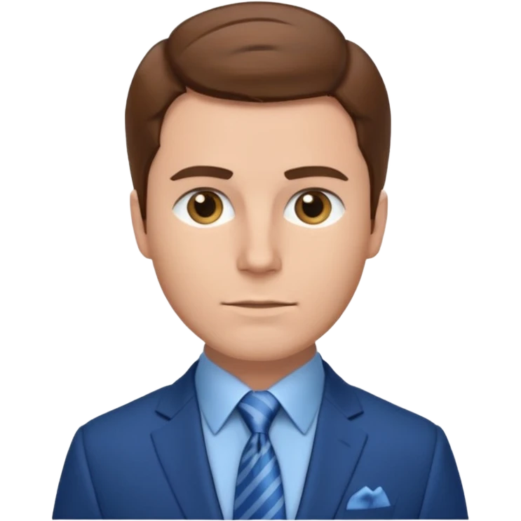 white man with brown hair in blue elegant suit emoji