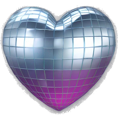 mirrorball in the shape of a heart emoji