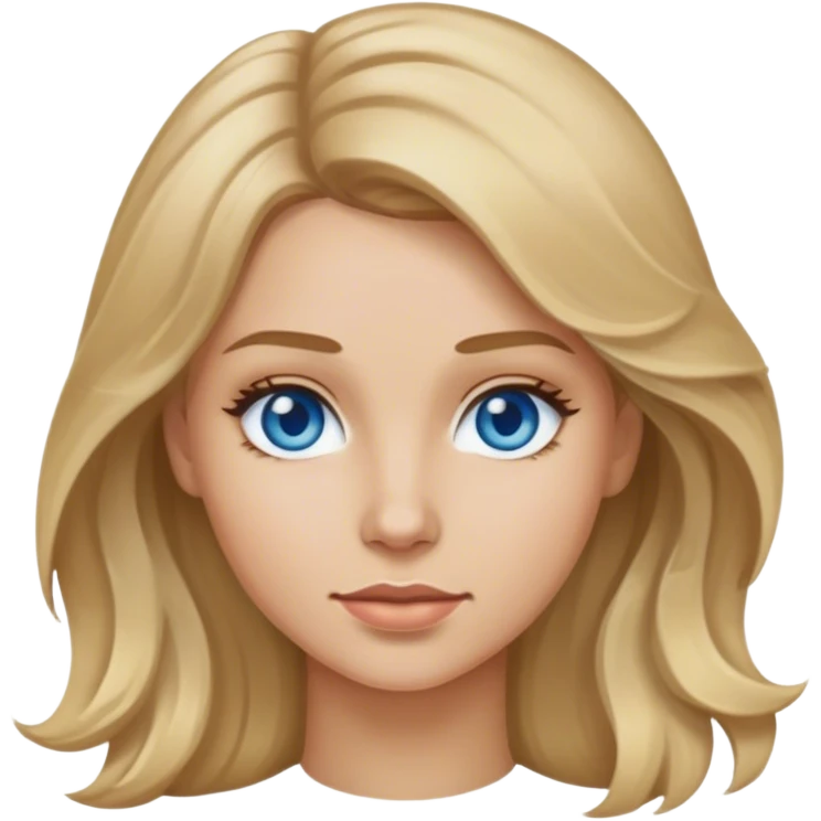 a woman with dirty blonde hair with a slight wave and blue eyes and light skin emoji