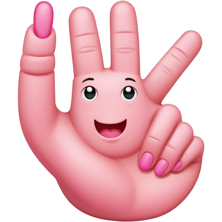 Pink middle finger emoji
