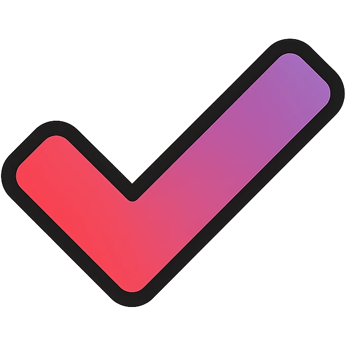 checkmark with red and violet gradient, color icon style emoji