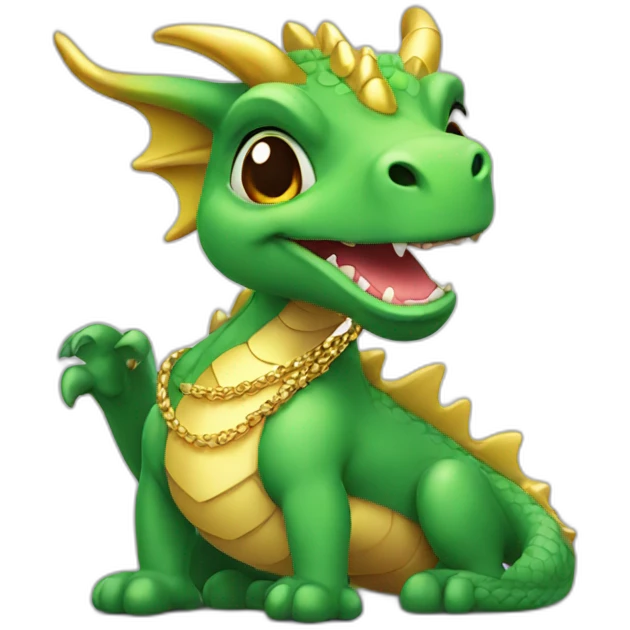 Cute dragon with a gold necklace emoji