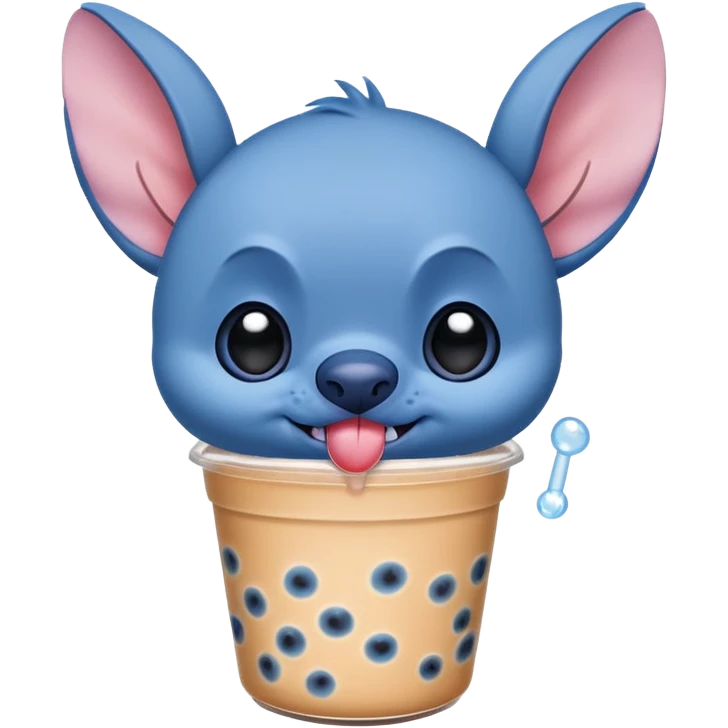 Stitch qui boit un bubble tea  emoji