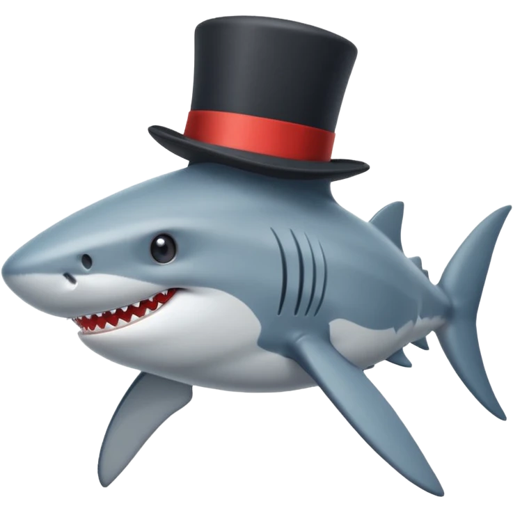 Shark with a top hat emoji