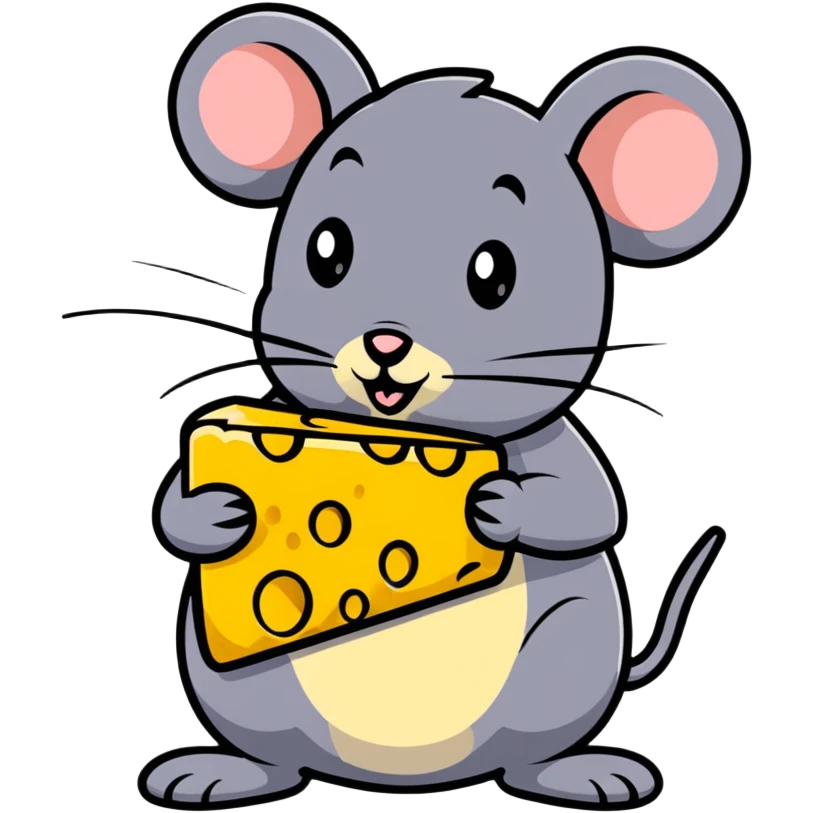 Jerry mouse enjoying a large piece of swiss cheese emoji