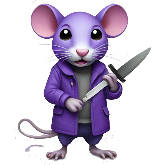 A purple rat with a knife emoji
