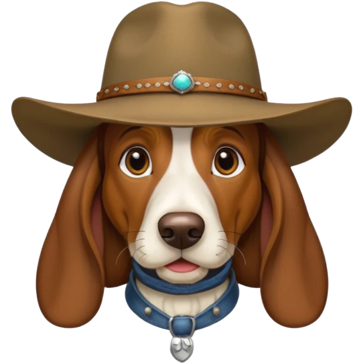 toothless hillbilly basset hound wearing a stetson emoji