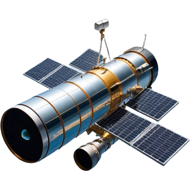  Cinematic Realistic Hubble Space Telescope – A majestic, ultra-detailed rendering of the Hubble Telescope floating above Earth. Its reflective metallic surface and vast solar panels stretch into the darkness, while the lens is pointed outward, capturing the mysteries of the cosmos. emoji