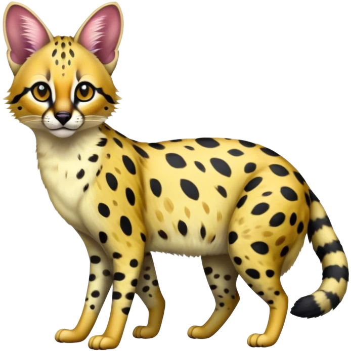 Colorful Serval-Genet-Civet-hybrid, full body emoji