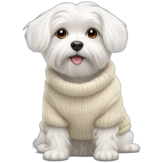 Maltese dog in warm sweater emoji