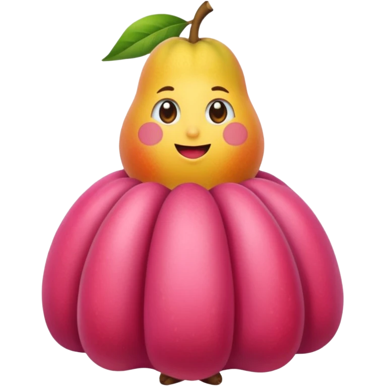 eine birne in einem pinken kleid soll aussehen wie eine reiche frau aber als birne die frau soll eine birne sein die frucht  emoji