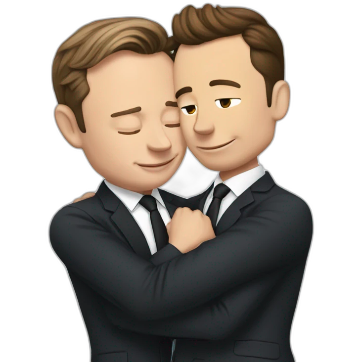 Elon musk hugging Emmanuel macron emoji
