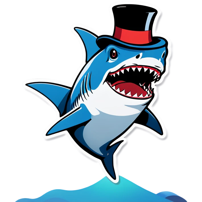 Shark with a top hat emoji