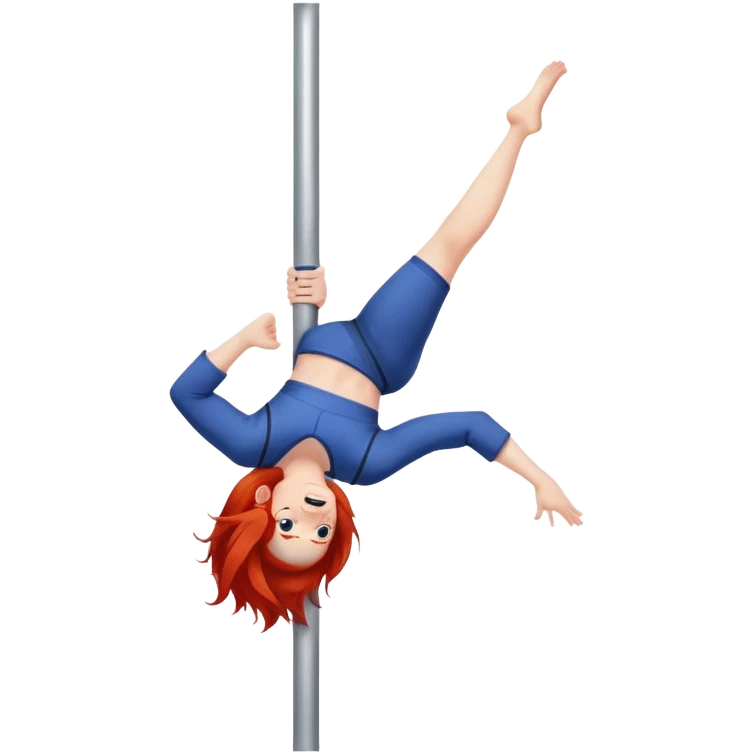 redhead character with red hair performing a jiu jitsu move on a pole dance pole emoji