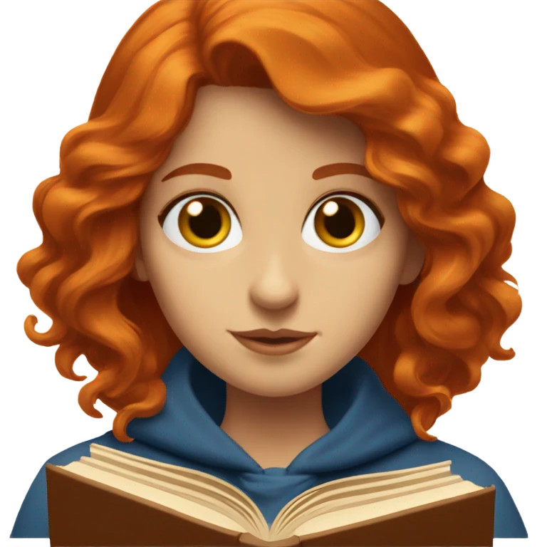 Redhead with blue eyes gryffindor reading a book emoji