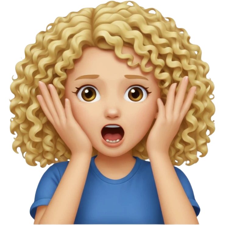 Emoji di ragazza bionda riccia che urla e mette una mano in faccia verso la fronte emoji