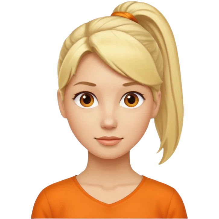 blond woman with ponytail and orange blouse emoji