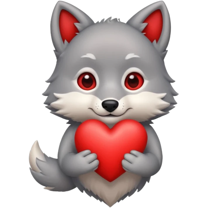 cute wolf holding heart emoji