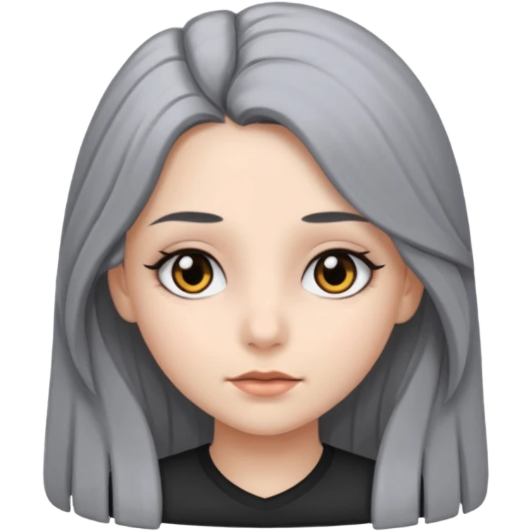 girl with black eyes and long black and gray hair emoji
