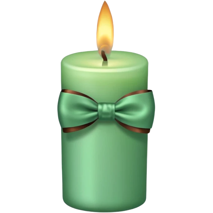 mint candle, with brown bow emoji