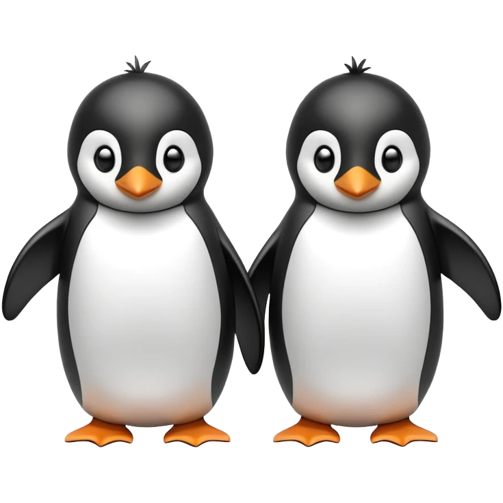 Two penguins holding flippers emoji