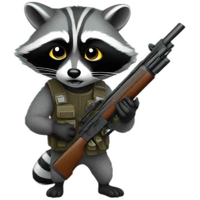 Raccoon with a gun emoji