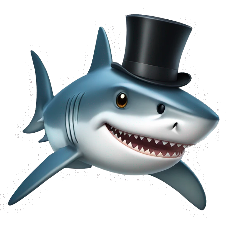 Shark with a top hat emoji