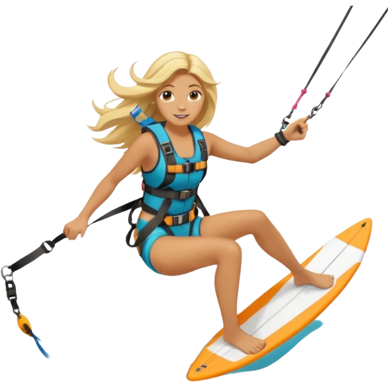 Blonde long haired ladie Kitesurfing with harness emoji