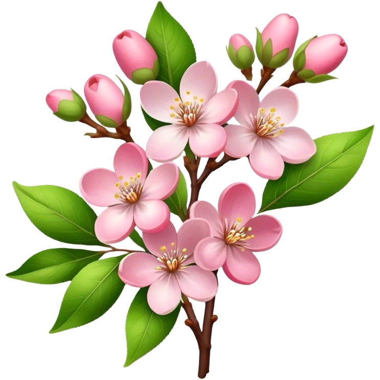 luxuriant bouquet light pink Apple blossom, luxuriant, stem, leaf, bud emoji