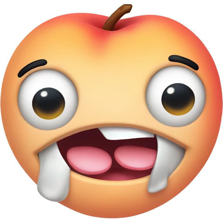 Peach with tongue out and mysterious eyes emoji