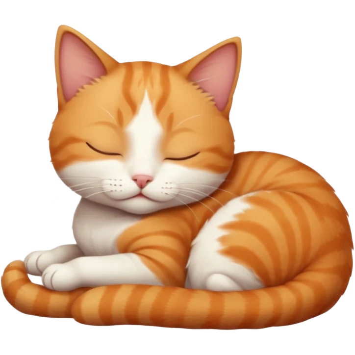ginger and white small cat eyes closed lying down in funny position emoji