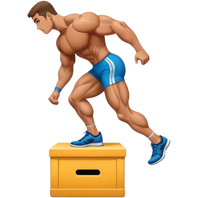 bodybuilder step onto plyo-box side-view emoji