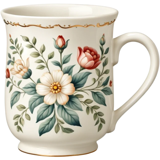 vintage floral porcelain mug emoji