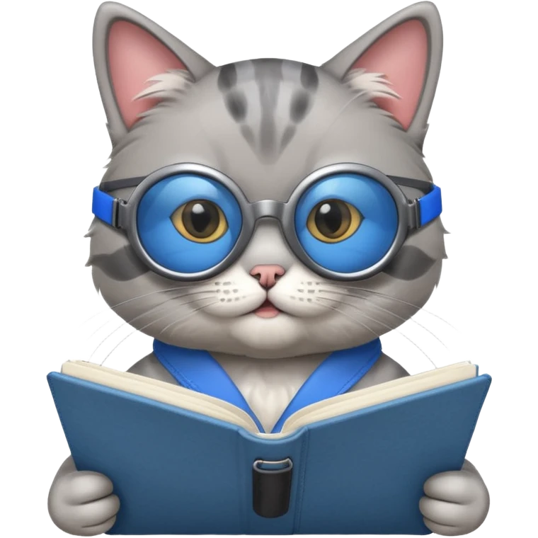 funny cat with planner with blue goggles emoji